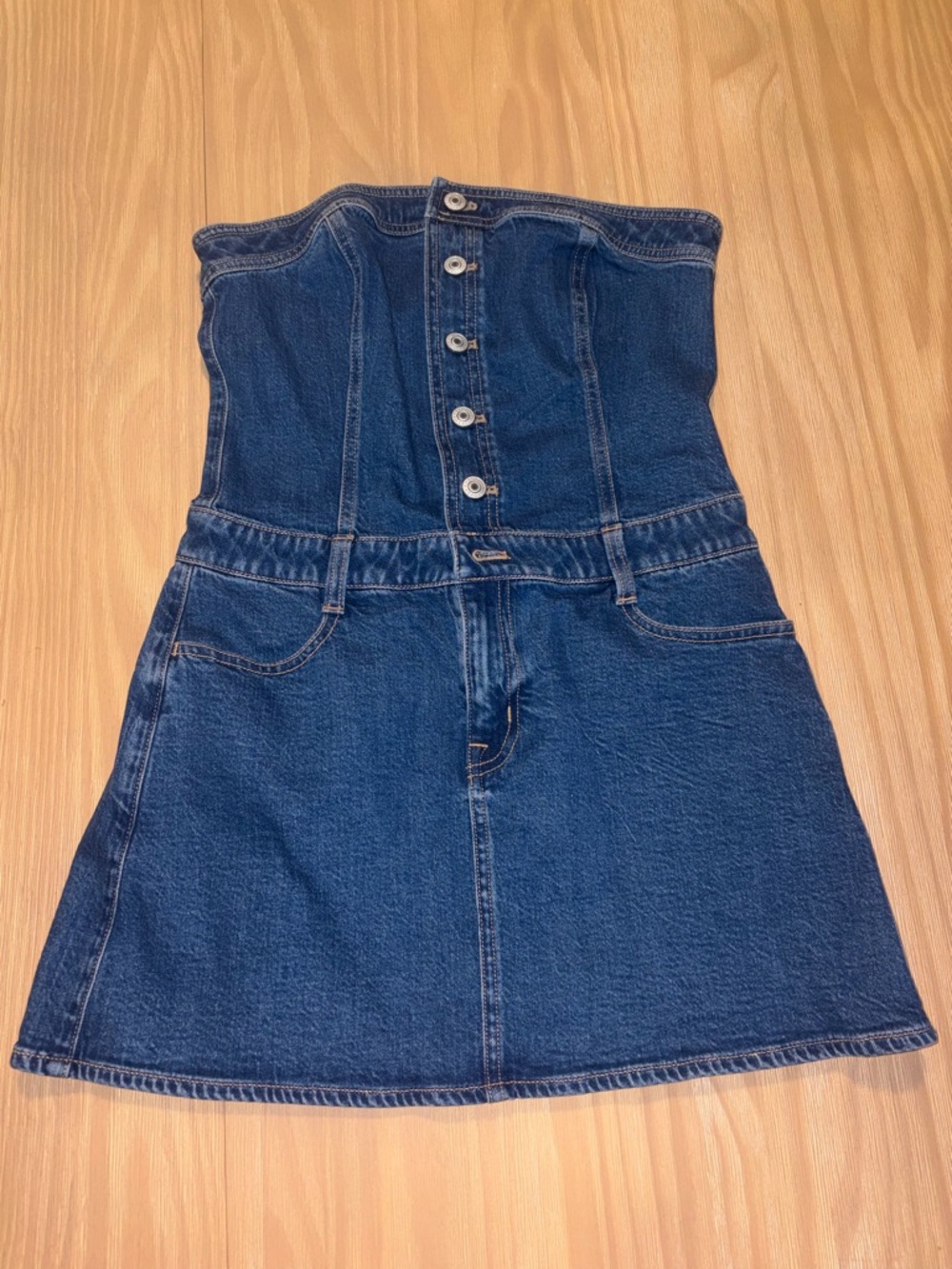 American Eagle Strapless Denim Corset Mini Dress Medium Wash